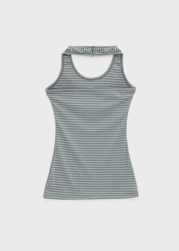 Tuan Stripe Long Halter Neck Sleeveless