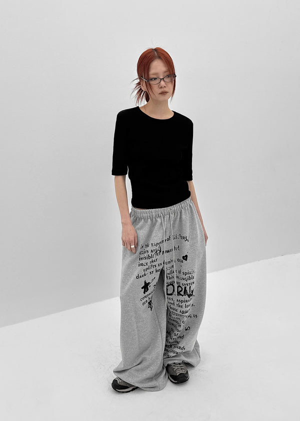 Holnan Lettering Wide String Pants