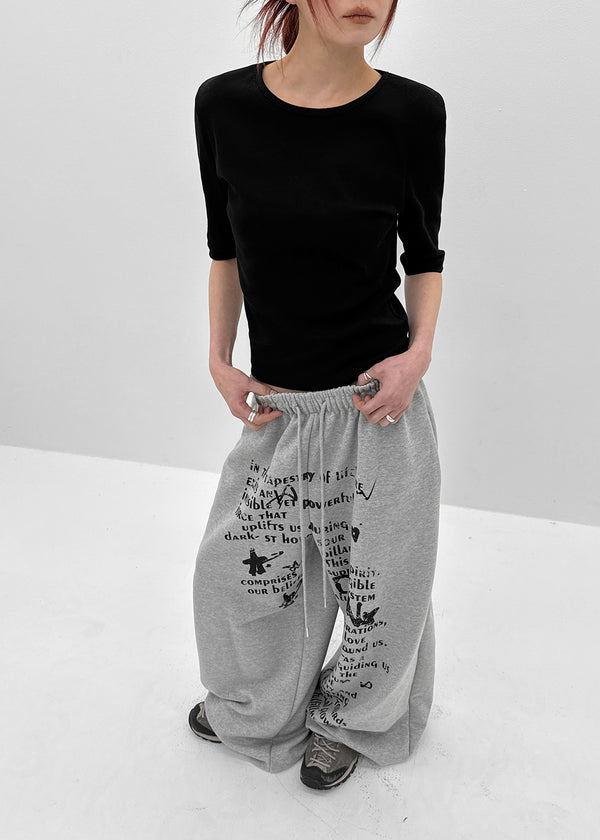 Holnan Lettering Wide String Pants
