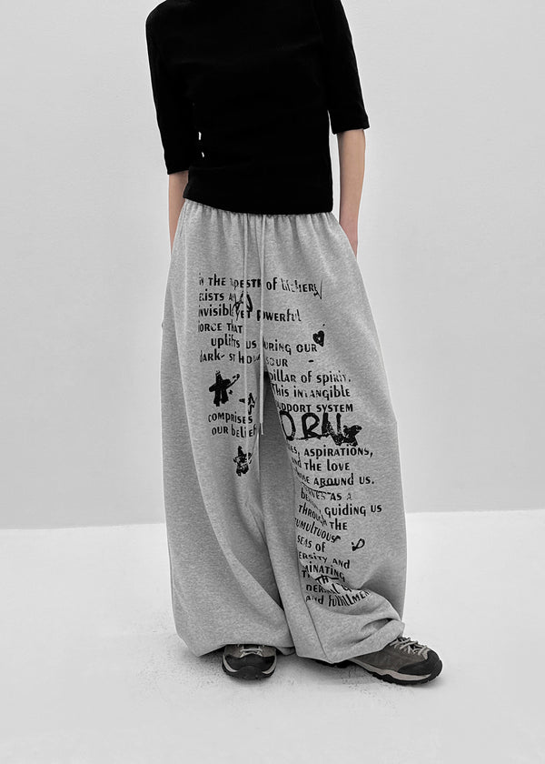 Holnan Lettering Wide String Pants