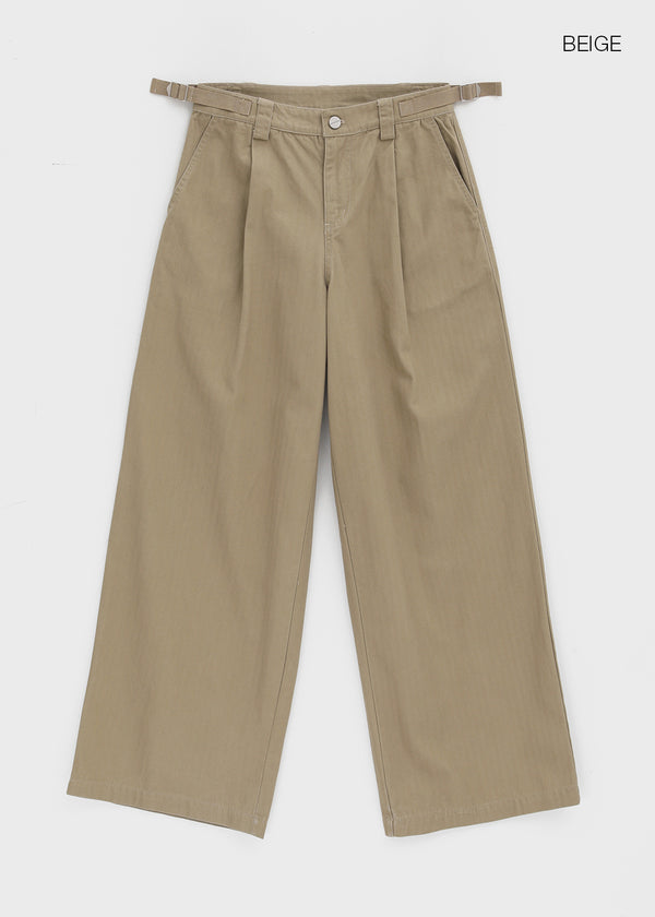 [MADE] Girliven Herringbone Single-Tuck Wide Pants