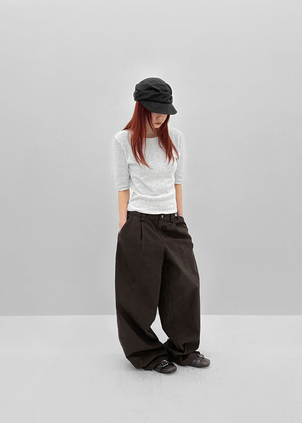 [MADE] Girliven Herringbone Single-Tuck Wide Pants