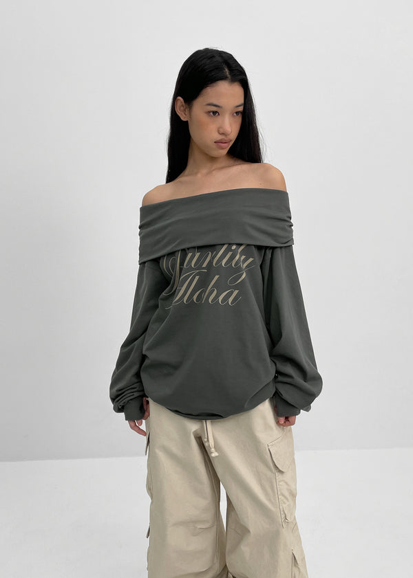 [MADE] Rookie D Off-shoulder Printed Long Sleeve T-shirt