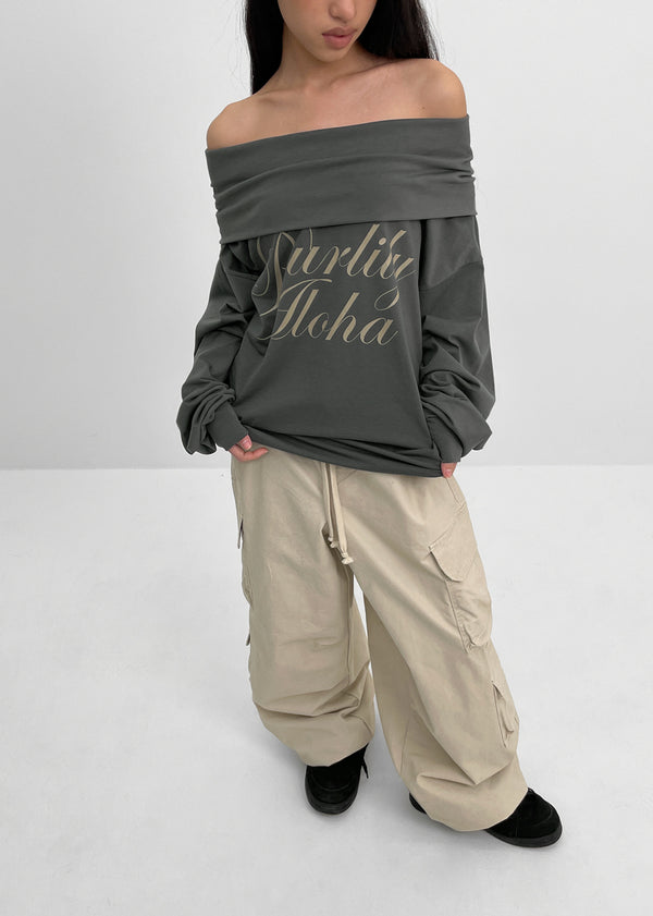 [MADE] Rookie D Off-shoulder Printed Long Sleeve T-shirt