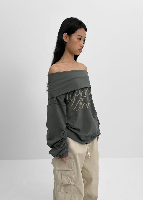 [MADE] Rookie D Off-shoulder Printed Long Sleeve T-shirt