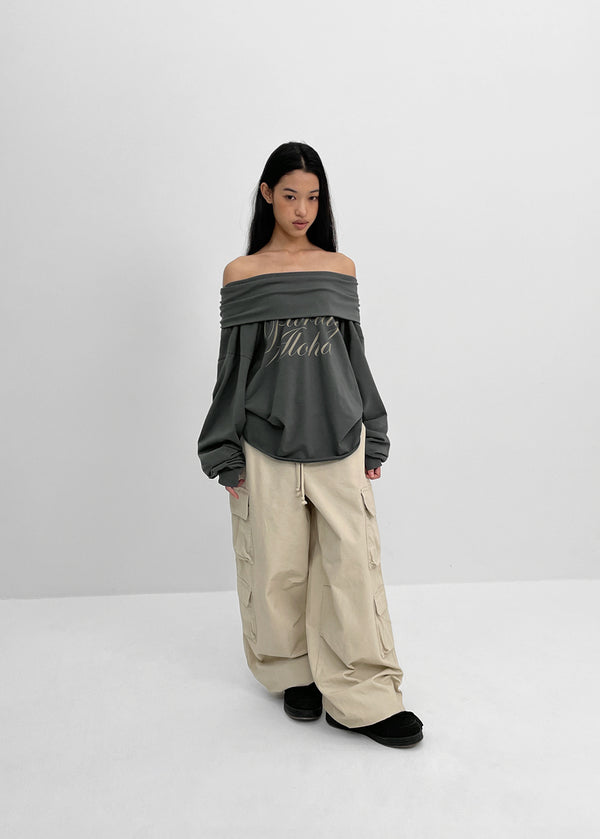 [MADE] Rookie D Off-shoulder Printed Long Sleeve T-shirt