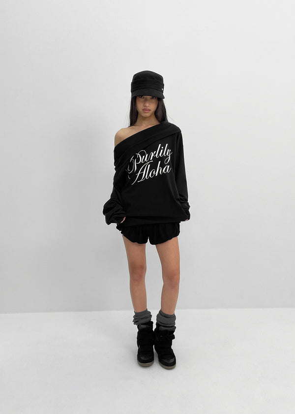 [MADE] Rookie D Off-shoulder Printed Long Sleeve T-shirt