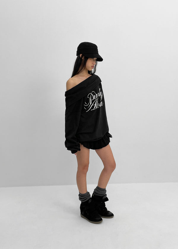 [MADE] Rookie D Off-shoulder Printed Long Sleeve T-shirt