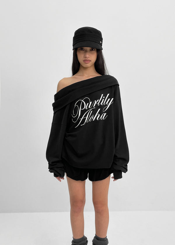 [MADE] Rookie D Off-shoulder Printed Long Sleeve T-shirt