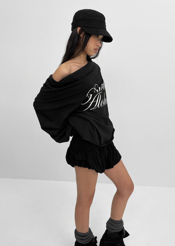 [MADE] Rookie D Off-shoulder Printed Long Sleeve T-shirt