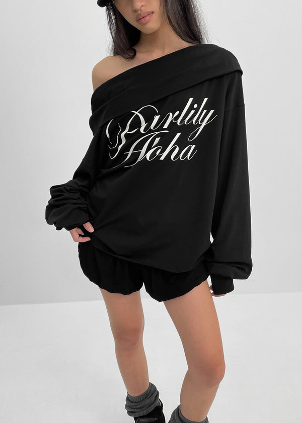 [MADE] Rookie D Off-shoulder Printed Long Sleeve T-shirt