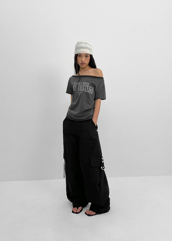 [MADE] Siati Short-Sleeve Layered Off-Shoulder Top