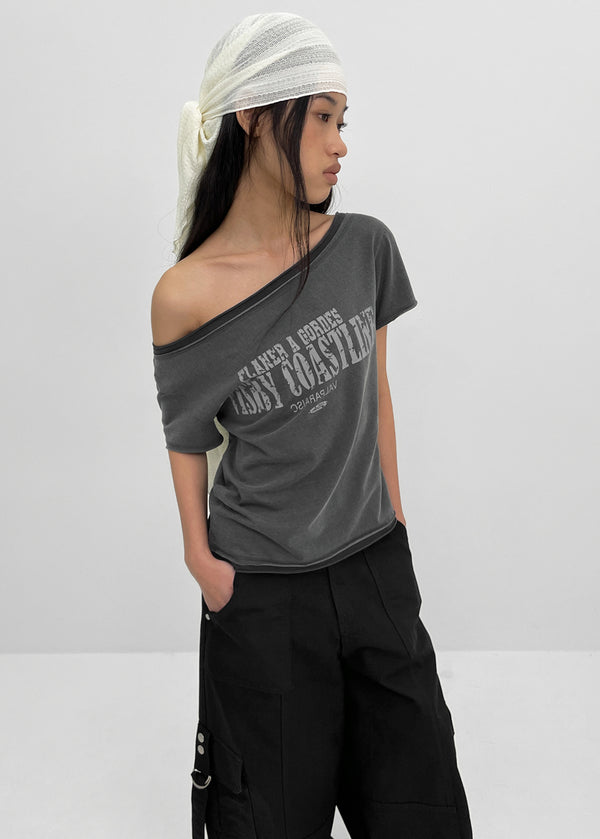 [MADE] Siati Short-Sleeve Layered Off-Shoulder Top