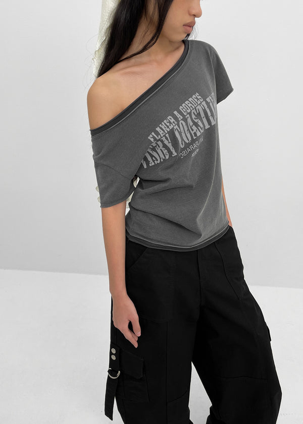 [MADE] Siati Short-Sleeve Layered Off-Shoulder Top