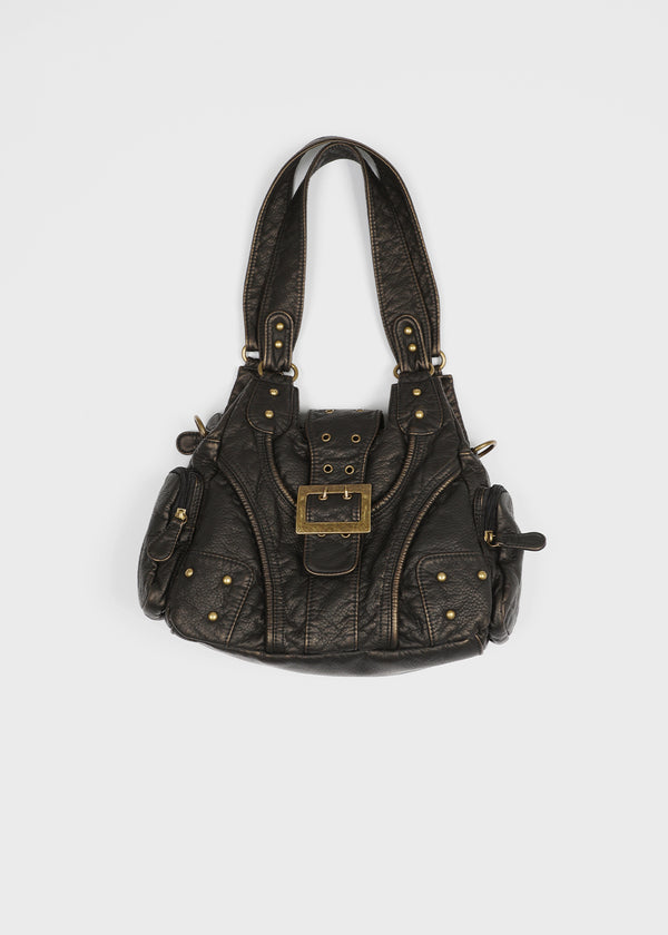 Tish Vintage Buckle Leather Shoulder Bag