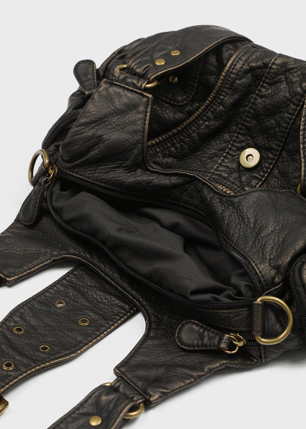 Tish Vintage Buckle Leather Shoulder Bag