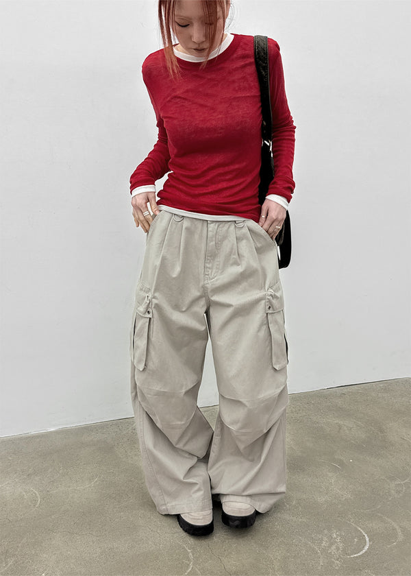 Pigley Wide Cotton Cargo Pants