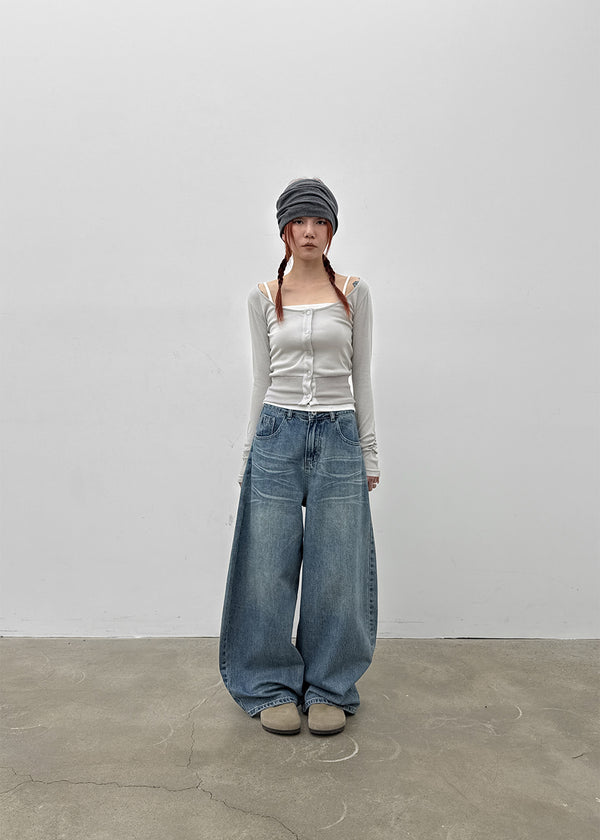 Le Mans Set - Wide U-neck Cardigan, Sleeveless