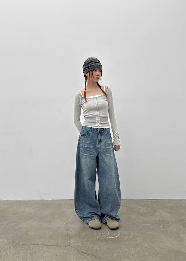 Le Mans Set - Wide U-neck Cardigan, Sleeveless