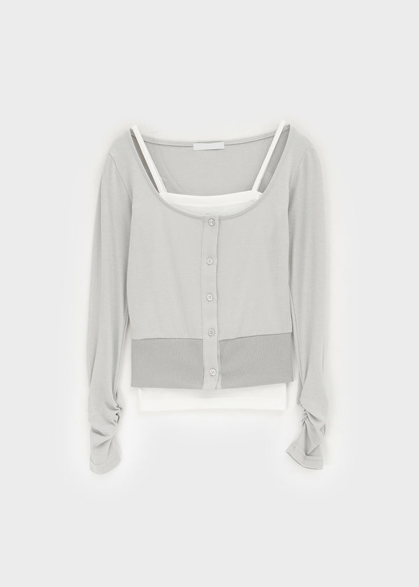 Le Mans Set - Wide U-neck Cardigan, Sleeveless