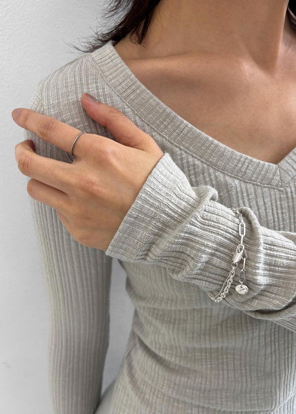 Shokin Silver Layered Chain Bracelet