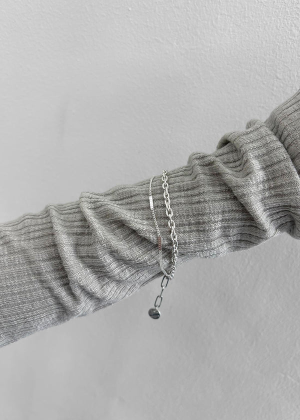 Shokin Silver Layered Chain Bracelet