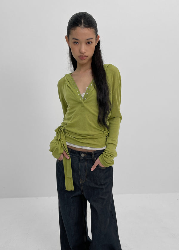 [MADE] Puria Strap Hooded Long-Sleeve T-Shirt