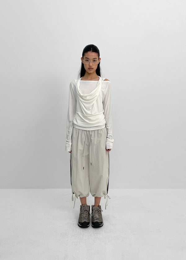 [MADE] Shailet SET - Halter Hood Sleeveless Top, Boat Neck Long Sleeve T-Shirt