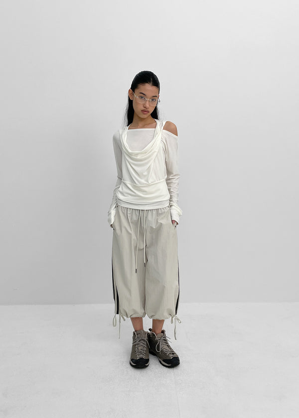 [MADE] Shailet SET - Halter Hood Sleeveless Top, Boat Neck Long Sleeve T-Shirt