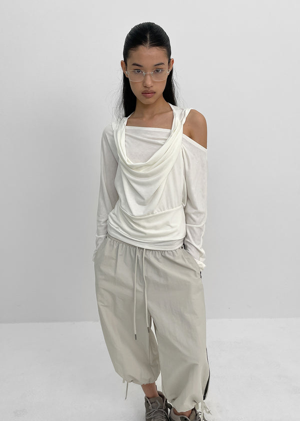 [MADE] Shailet SET - Halter Hood Sleeveless Top, Boat Neck Long Sleeve T-Shirt