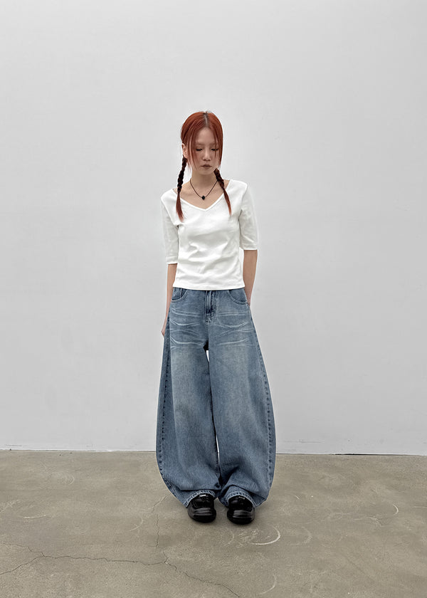 Kelsha Vintage Balloon Wide Denim Pants