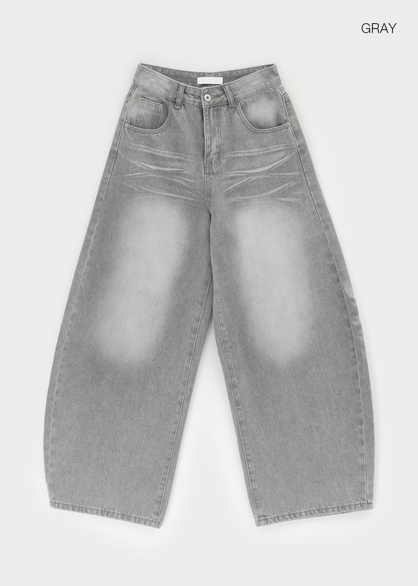 Kelsha Vintage Balloon Wide Denim Pants