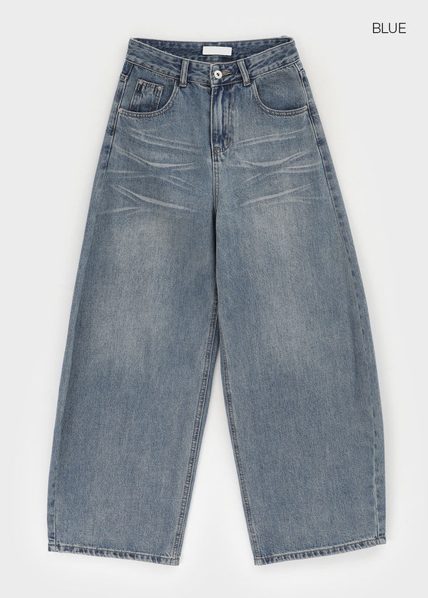 Kelsha Vintage Balloon Wide Denim Pants
