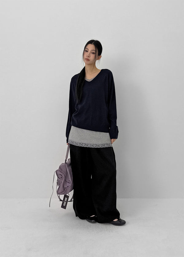 Bente Eyelet Wide Two-way Banding Pants