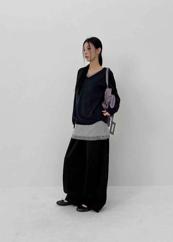 Bente Eyelet Wide Two-way Banding Pants