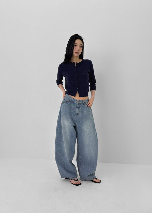 Polvo Washed Wide Balloon Denim Pants