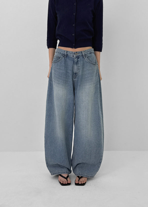Polvo Washed Wide Balloon Denim Pants