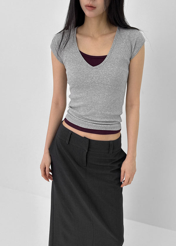 Yenrona V-neck Short-sleeved T-shirt