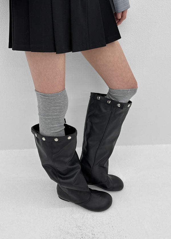 Robien Leather Buckle Long Leather Boots