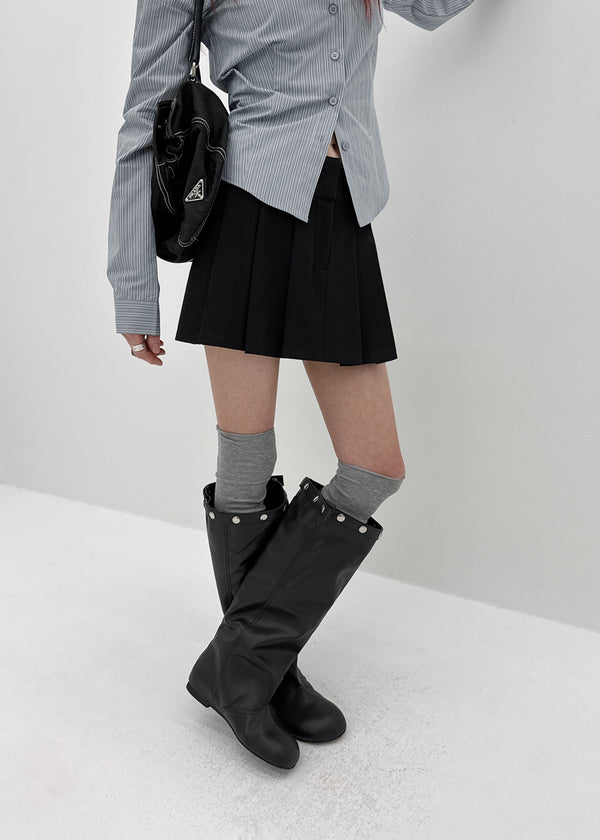 Robien Leather Buckle Long Leather Boots