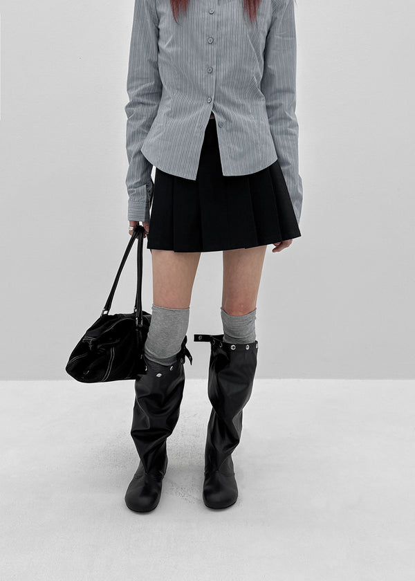 Robien Leather Buckle Long Leather Boots