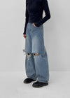 Khanel Damage Wide Balloon Denim Pants