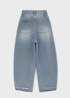 Khanel Damage Wide Balloon Denim Pants