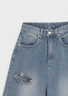 Khanel Damage Wide Balloon Denim Pants
