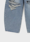 Khanel Damage Wide Balloon Denim Pants