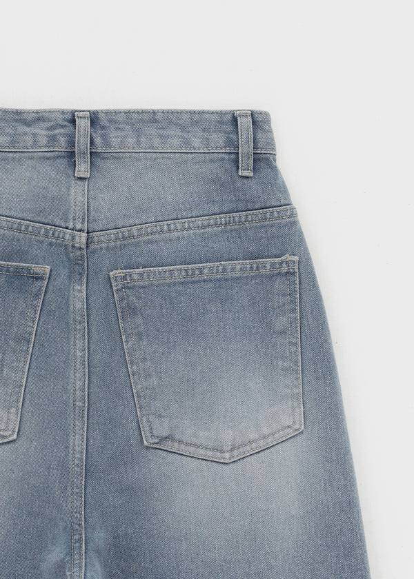 Khanel Damage Wide Balloon Denim Pants