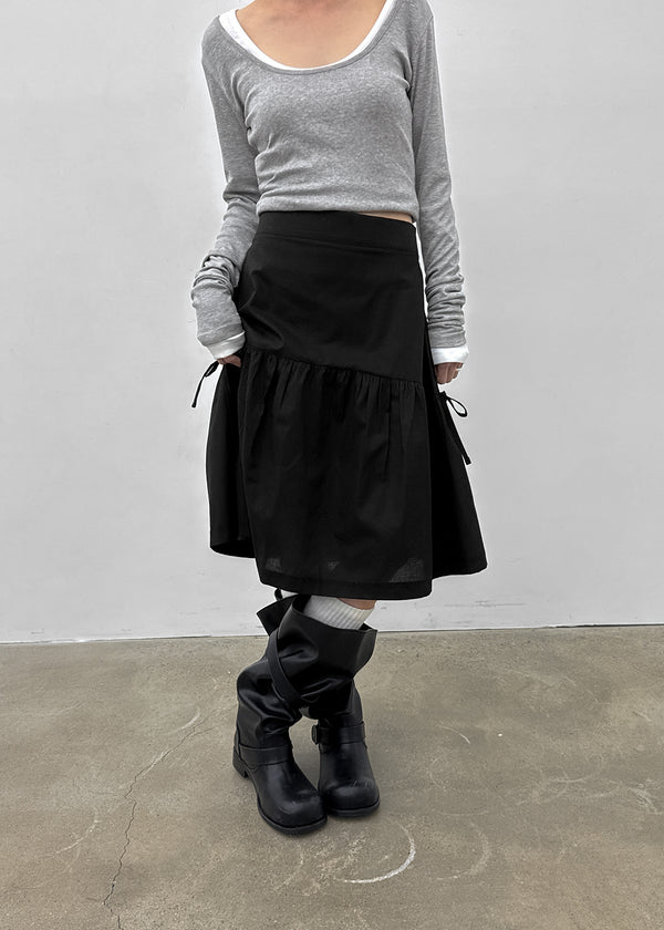 Ruade Banding Shirring Midi Skirt