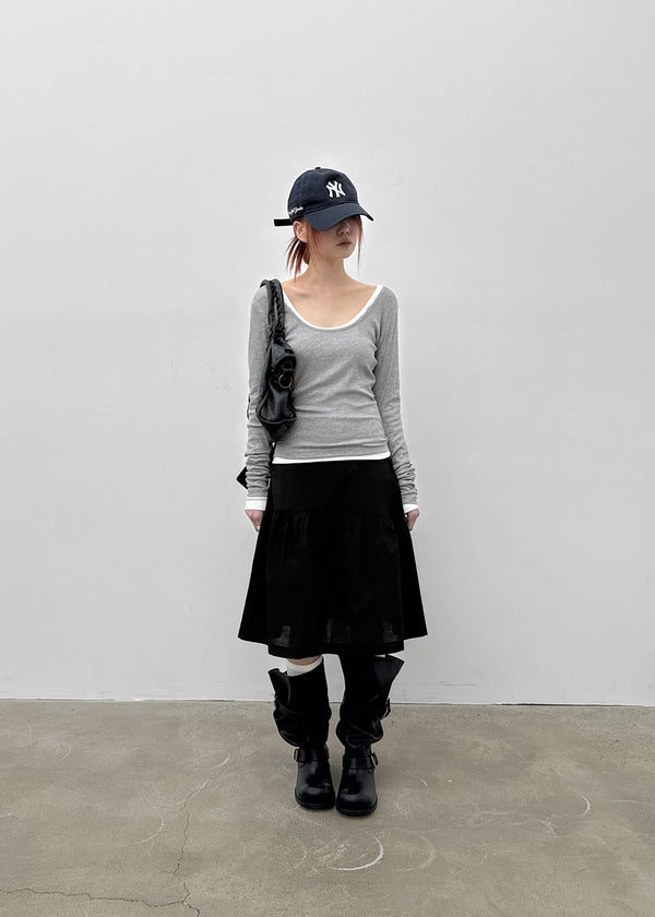 Ruade Banding Shirring Midi Skirt