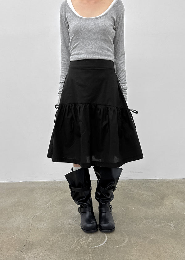 Ruade Banding Shirring Midi Skirt