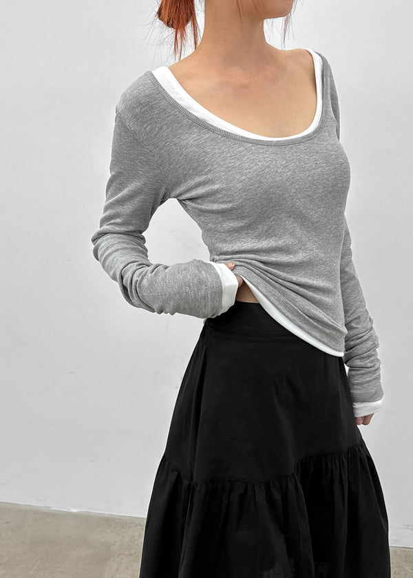 [MADE] Zencu U-Neck Layered Long-Sleeve Tee